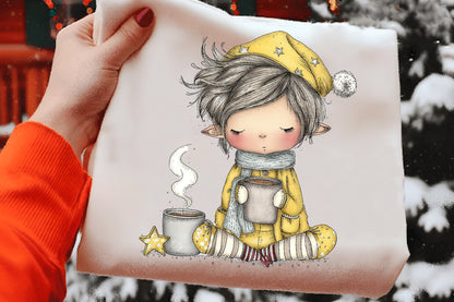 Whimsical Christmas Elf Clipart PNG Bundle | Cute Watercolor Holiday Elf Clipart | Festive Santa's Helper PNG