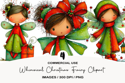 Whimsical Christmas Fairy Clipart PNG Sublimation