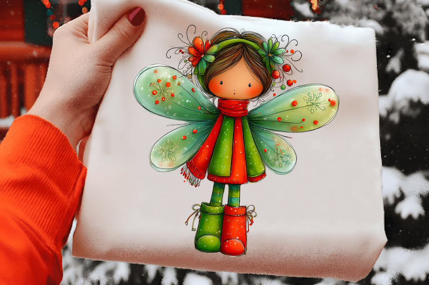 Whimsical Christmas Fairy Clipart PNG | Cute Holiday Fairy