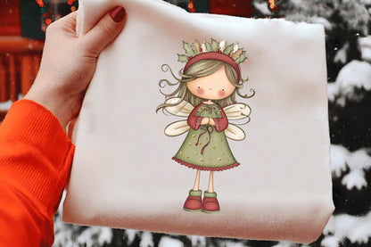 Whimsical Christmas Fairy Clipart PNG Bundle | Enchanted Watercolor Holiday Fairy Clipart