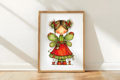 Whimsical Christmas Fairy Clipart PNG Bundle | Cute Watercolor Holiday Fairy Clipart | Magical Winter Fairy PNG