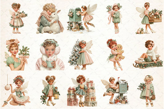 Whimsical Christmas Fairy Girls PNG Bundle Cute Holiday Fairy Sublimation Designs