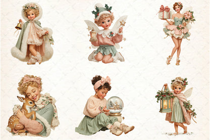 Whimsical Christmas Fairy Girls PNG Bundle Cute Holiday Fairy Sublimation Designs