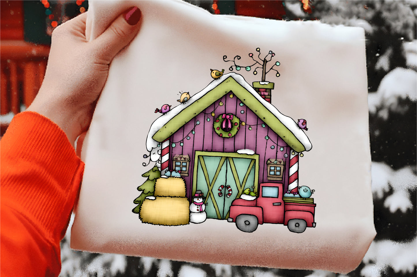 Whimsical Christmas Farmhouse Clipart PNG