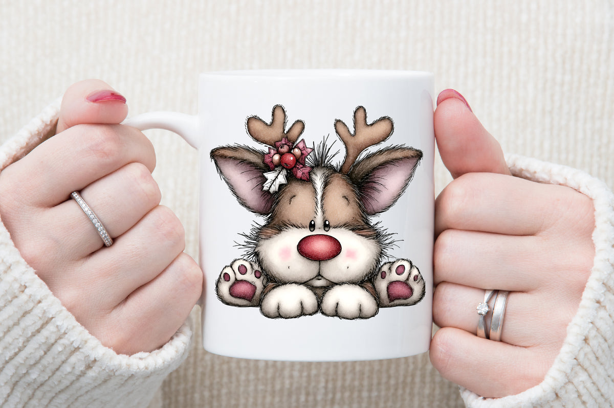 Whimsical Christmas Fluffy Dogs Clipart Cute Puppy PNG