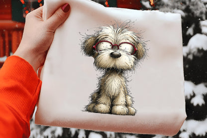 Whimsical Christmas Fluffy Dogs Clipart PNG Bundle | Cute Watercolor Holiday Fluffy Puppies Clipart | Festive Winter Dogs PNG
