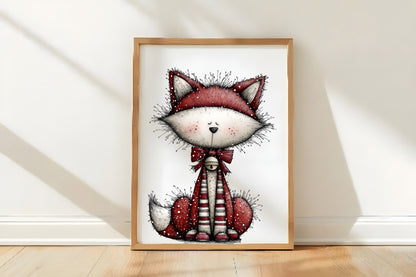 Whimsical Christmas Fox Clipart PNG Sublimation