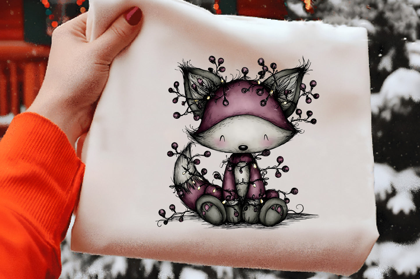 Whimsical Christmas Fox Clipart PNG Bundle | Cute Watercolor Holiday Fox Clipart | Festive Woodland Fox PNG