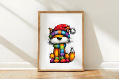 Whimsical Christmas Fox Clipart PNG Bundle | Cute Watercolor Holiday Fox Clipart | Festive Winter Fox PNG