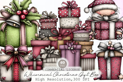 Whimsical Christmas Gift Box Clipart Cute Holiday PNG