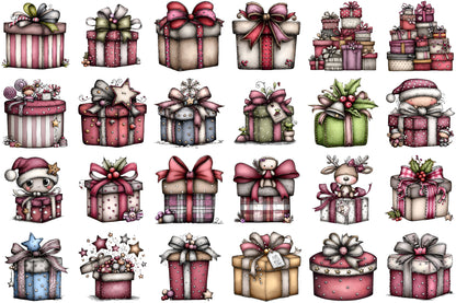 Whimsical Christmas Gift Box Clipart Cute Holiday PNG