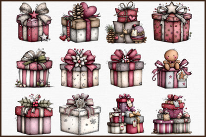 Whimsical Christmas Gift Box Clipart Cute Holiday PNG