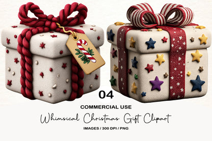 Whimsical Christmas Gift Clipart PNG