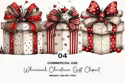 Red Christmas Gift Box Clipart PNG