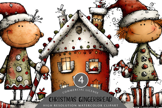 Whimsical Christmas Gingerbread Clipart PNG