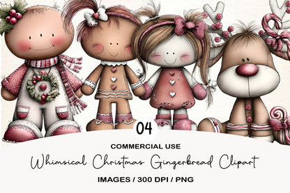 Whimsical Christmas Gingerbread Clipart PNG