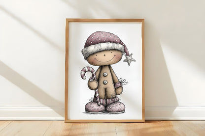 Whimsical Christmas Gingerbread Clipart PNG Bundle | Cute Watercolor Gingerbread Cookies Clipart | Festive Holiday Gingerbread PNG