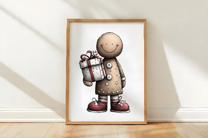 Whimsical Christmas Gingerbread Man Clipart PNG Bundle | Cute Watercolor Gingerbread Boy Clipart | Festive Holiday Cookie PNG