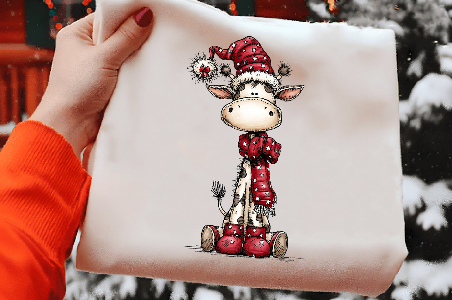 Whimsical Christmas Giraffe Clipart PNG Bundle | Cute Watercolor Holiday Giraffe Clipart | Festive Winter Giraffe PNG