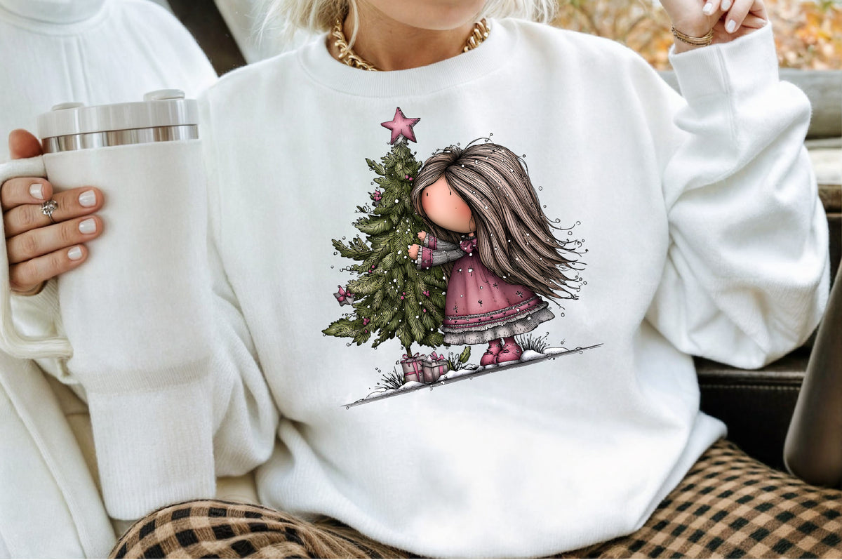 Whimsical Christmas Girl Clipart Bundle Cute Winter PNG