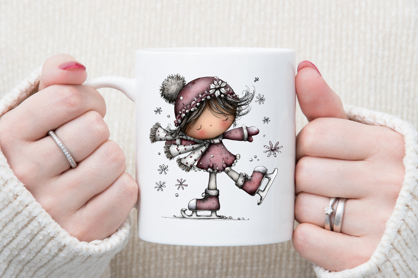 Whimsical Christmas Girl Clipart Bundle Cute Winter PNG