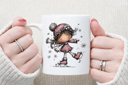 Whimsical Christmas Girl Clipart Bundle Cute Winter PNG
