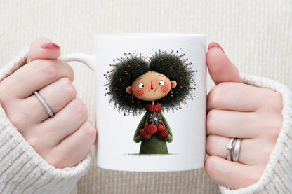 Whimsical Christmas Girl Watercolor Clipart PNG Bundle