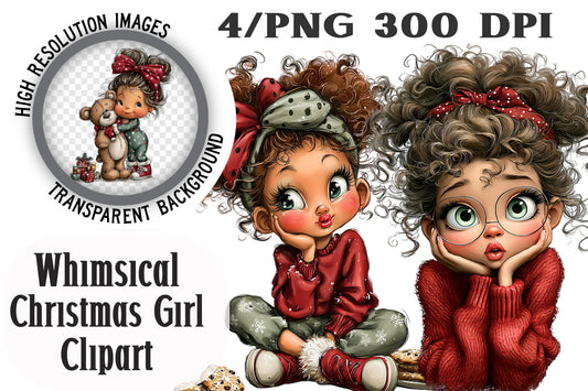 Whimsical Christmas Girl Clipart PNG