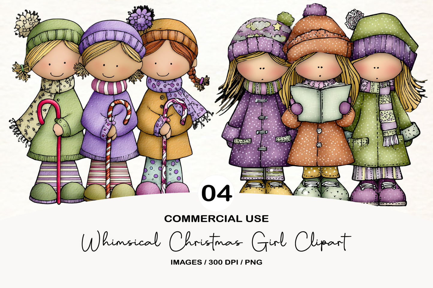 Whimsical Christmas Girl Clipart PNG