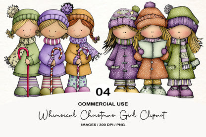 Whimsical Christmas Girl Clipart PNG
