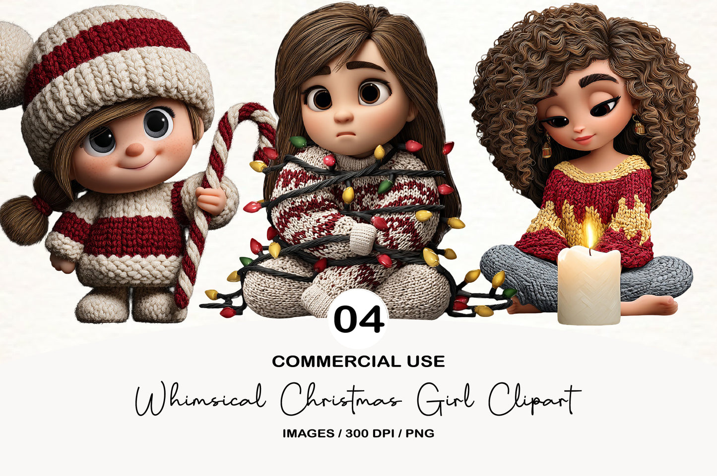 Whimsical Christmas Girl Clipart PNG