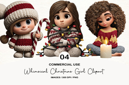 Whimsical Christmas Girl Clipart PNG