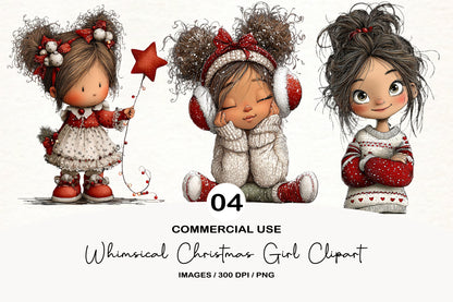 Whimsical Christmas Girl Clipart PNG