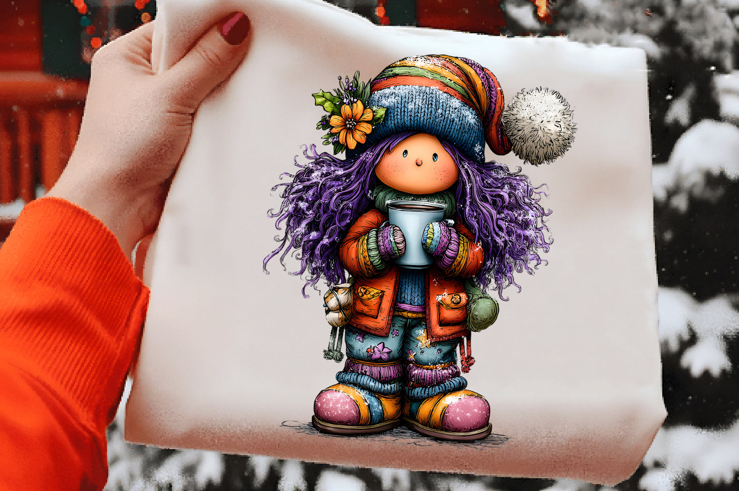 Whimsical Christmas Girl Clipart PNG Bundle | Cute Watercolor Holiday Girl Clipart
