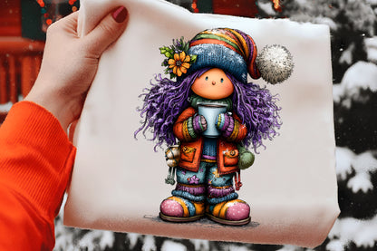 Whimsical Christmas Girl Clipart PNG Bundle | Cute Watercolor Holiday Girl Clipart