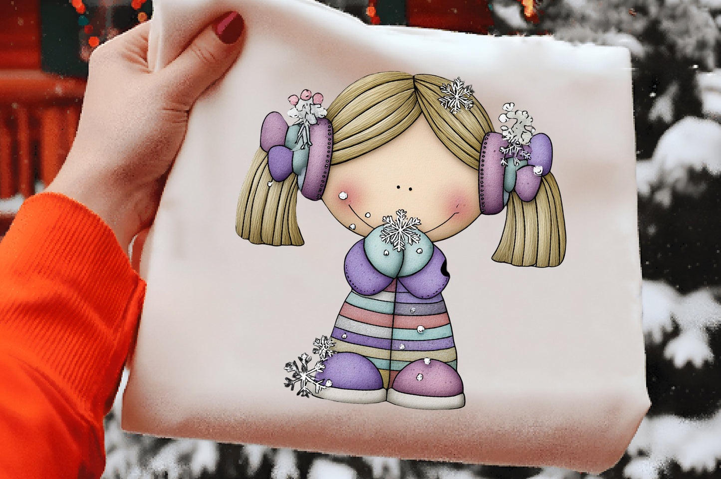 Whimsical Christmas Girl Clipart PNG