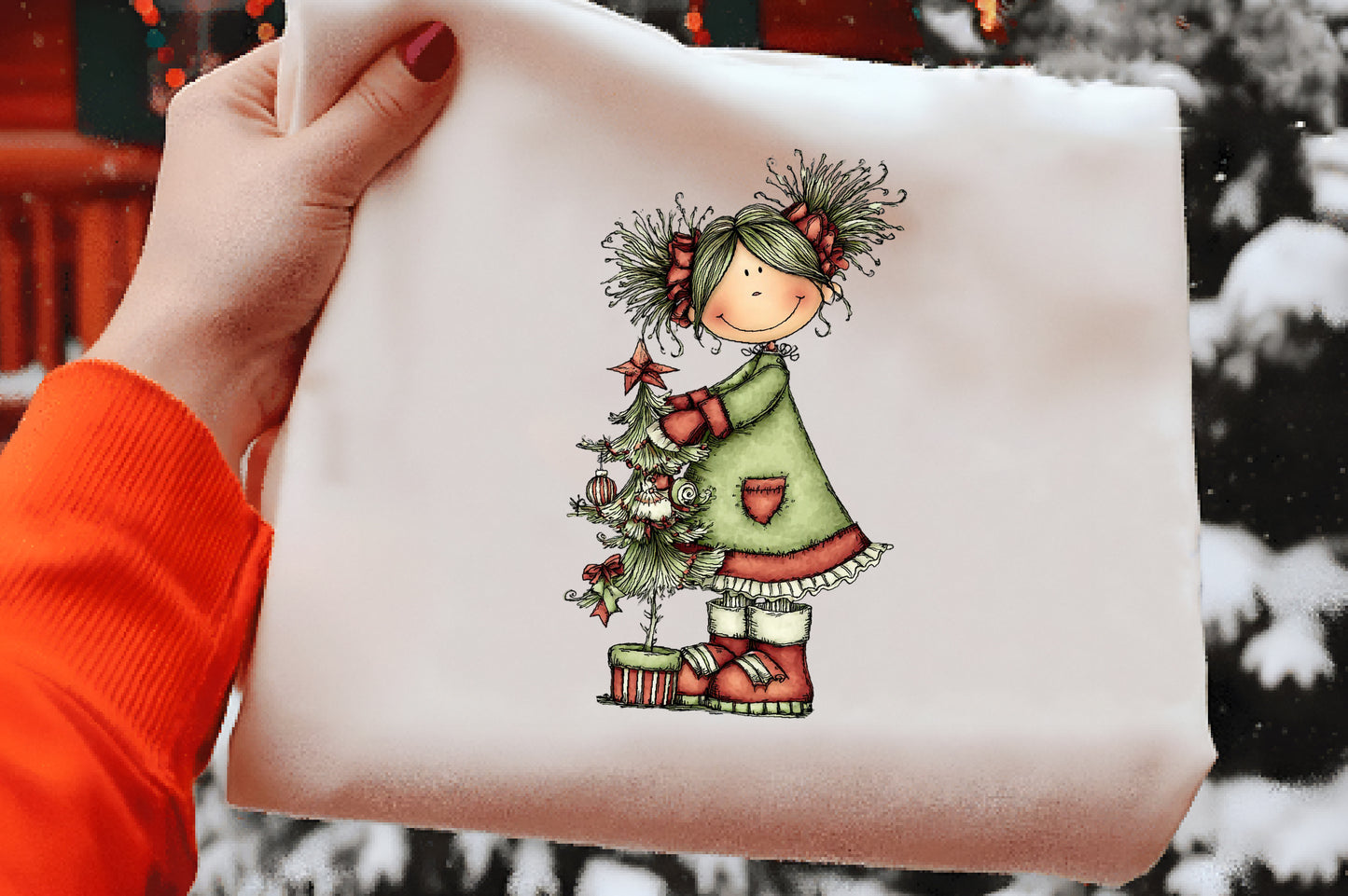 Whimsical Christmas Girl Clipart PNG Bundle | Cute Watercolor Holiday Girl Clipart | Festive Winter Girl PNG