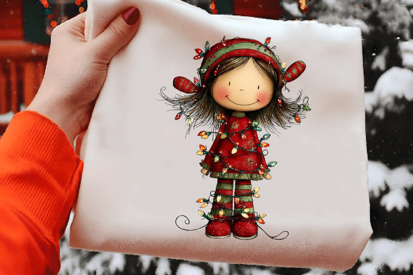 Whimsical Christmas Girl Clipart PNG Bundle | Cute Watercolor Holiday Girl Clipart | Festive Winter Girl PNG