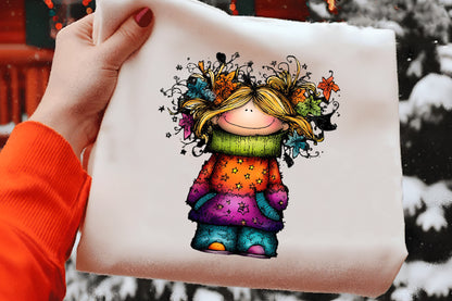 Whimsical Christmas Girl Clipart PNG