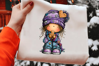Whimsical Christmas Girl Clipart PNG
