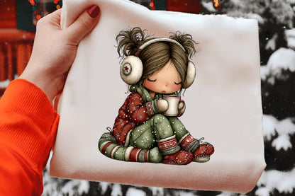 Whimsical Christmas Girl Clipart PNG Bundle | Cute Watercolor Holiday Girl Clipart | Festive Winter Girl PNG