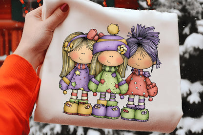 Whimsical Christmas Girl Clipart PNG