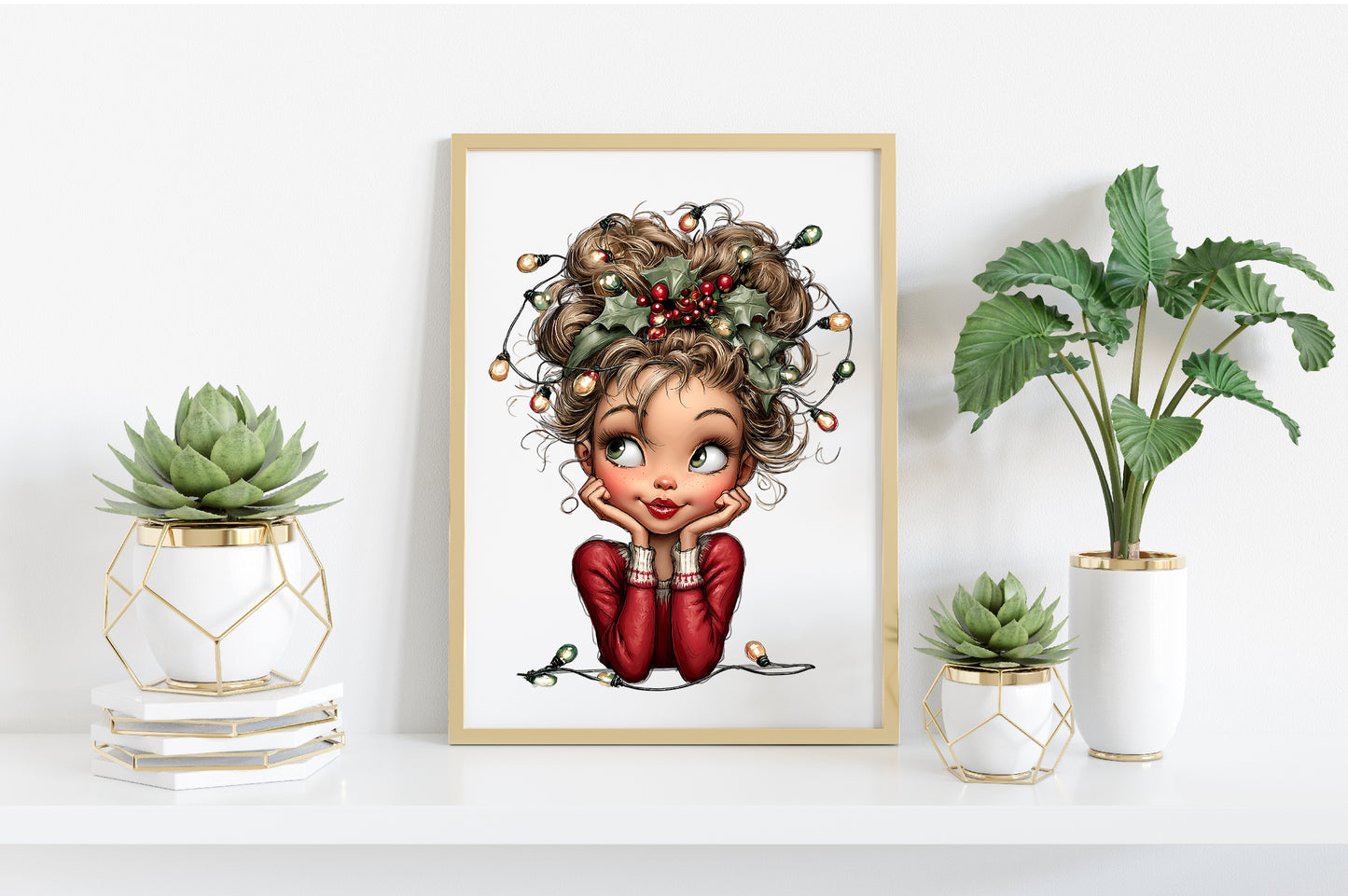 Whimsical Christmas Girl Clipart PNG