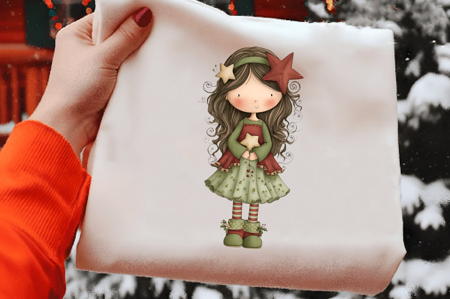 Whimsical Christmas Girls Clipart PNG Sublimation