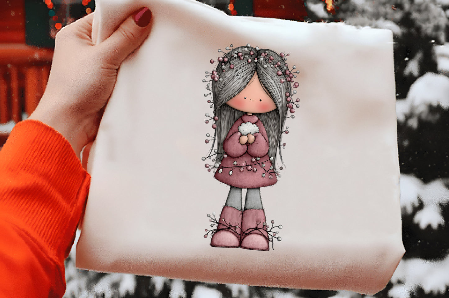 Whimsical Christmas Girls Clipart PNG Sublimation
