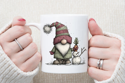 Whimsical Christmas Gnome Watercolor Clipart PNG Bundle