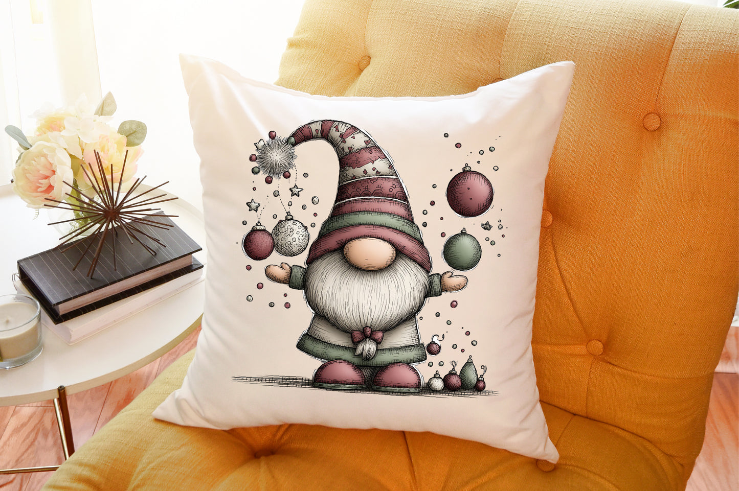 Whimsical Christmas Gnome Watercolor Clipart PNG Bundle