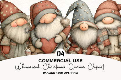 Whimsical Christmas Gnome Clipart PNG