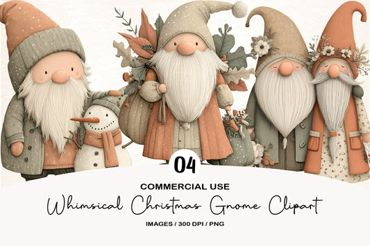 Whimsical Christmas Gnome Clipart PNG