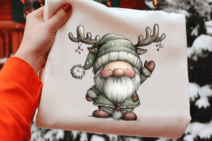 Whimsical Christmas Gnome Clipart PNG Bundle | Cute Watercolor Holiday Gnome Clipart | Festive Winter Gnome PNG